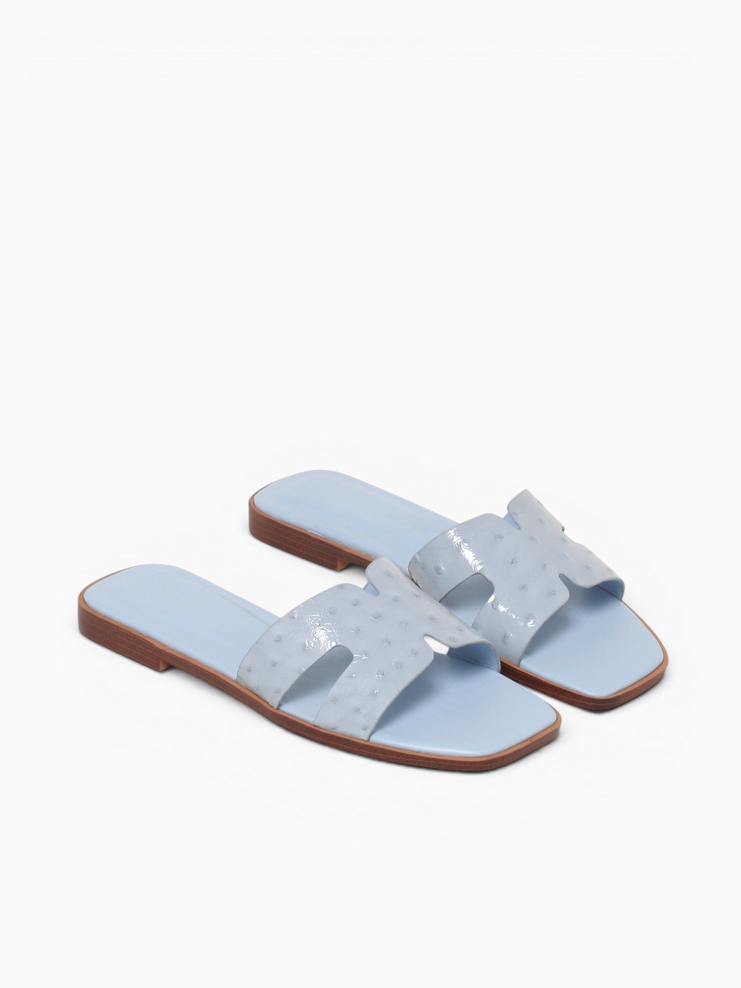 Dayness Blue Ostrich Print Leather Light Blue / 5 / M