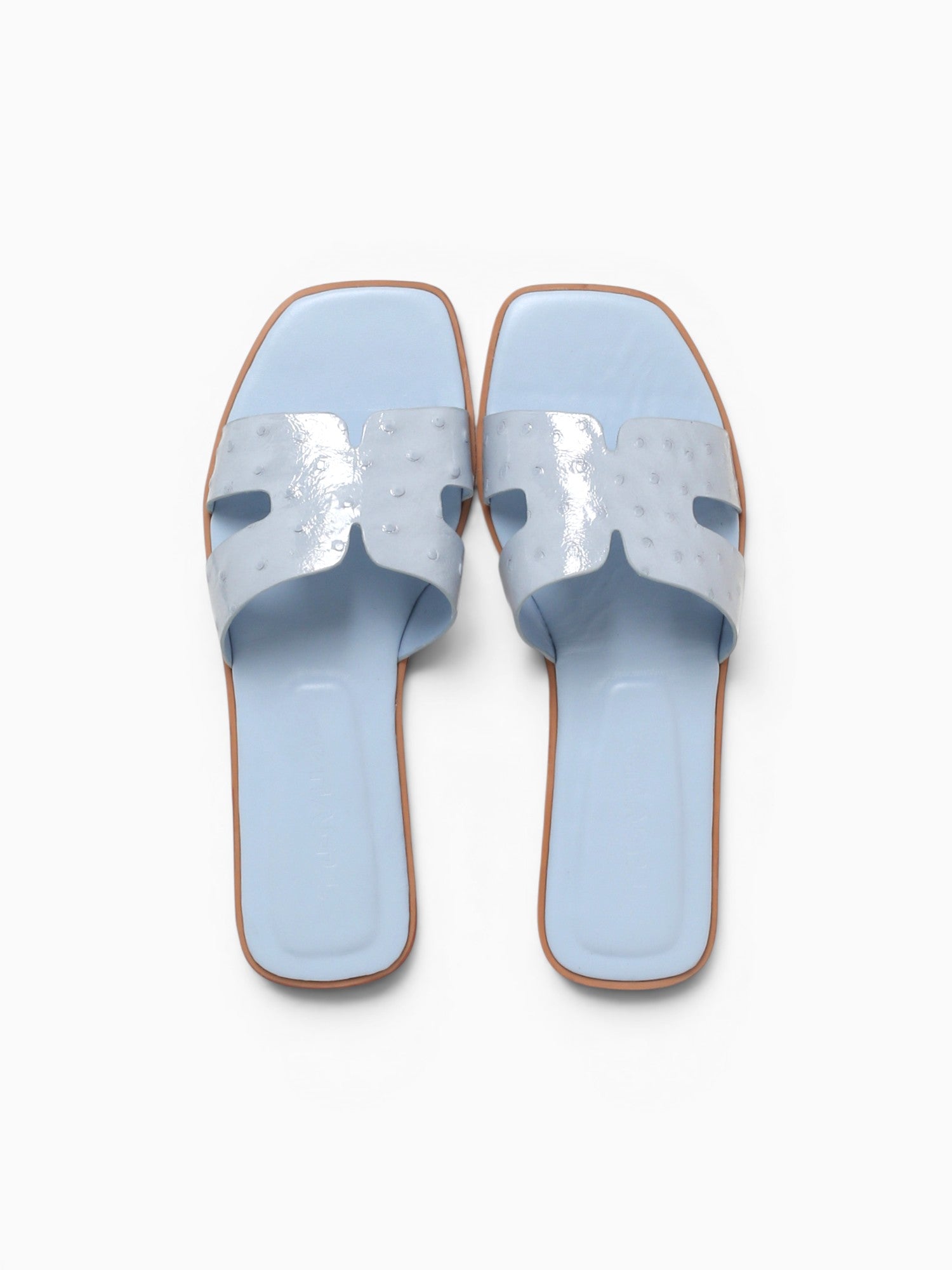Dayness Blue Ostrich Print Leather Light Blue / 5 / M
