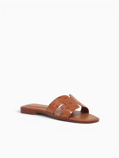 Dayness Tan Ostrich Print Leather Tan / 5 / M