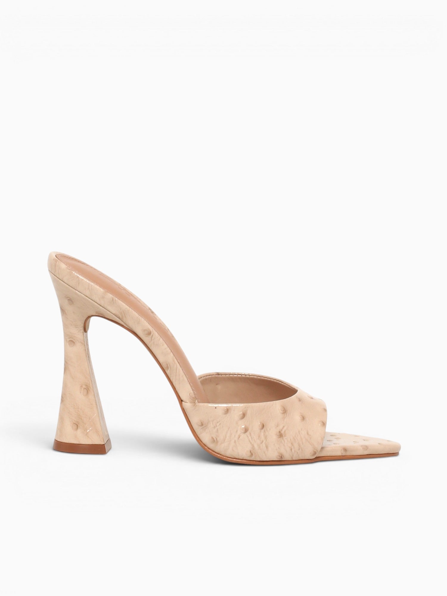 Zilkia Beige Ostrich Print Leather Beige / 5 / M