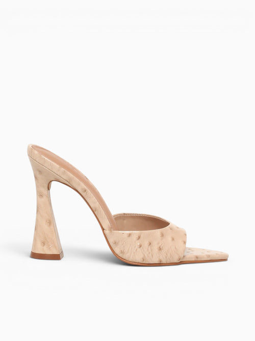 Zilkia Beige Ostrich Print Leather Beige / 5 / M