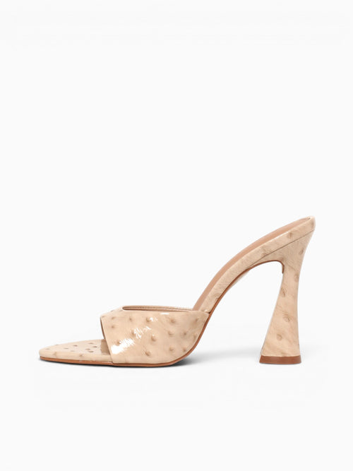 Zilkia Beige Ostrich Print Leather Beige / 5 / M