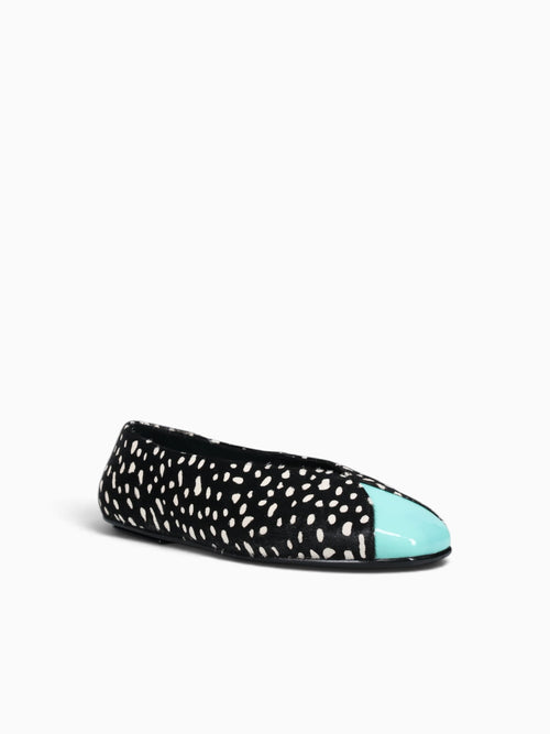 Graspf Blk Wht dot teal calf cow leathe Black / 5 / M