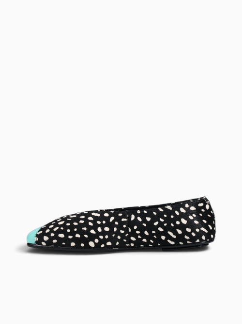 Graspf Blk Wht dot teal calf cow leathe Black / 5 / M