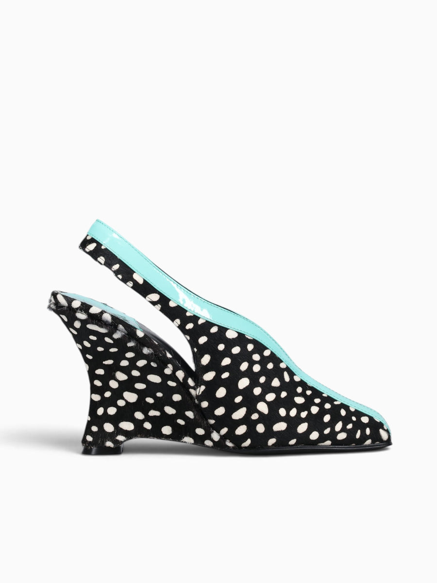 Straitsf Blk Wht dot teal calf cow lea Black / 5 / M