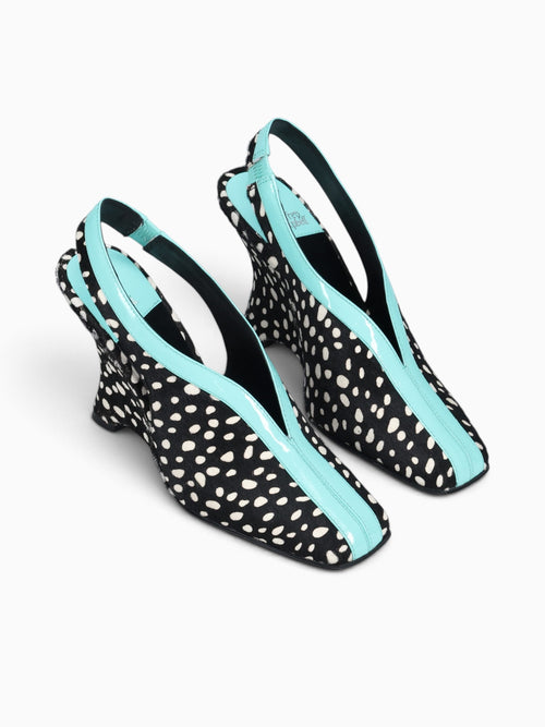 Straitsf Blk Wht dot teal calf cow lea Black / 5 / M
