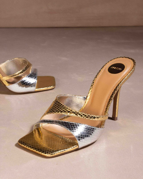 Estella Silver Gold leather metal