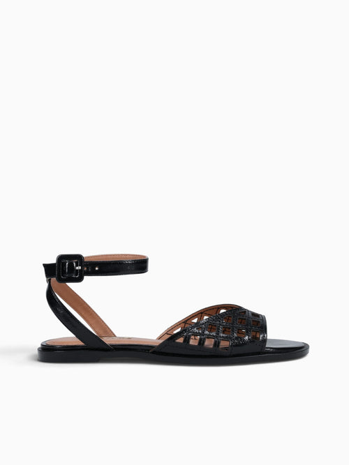 Fatima Black Crinkle Patent Leather Black / 5 / M