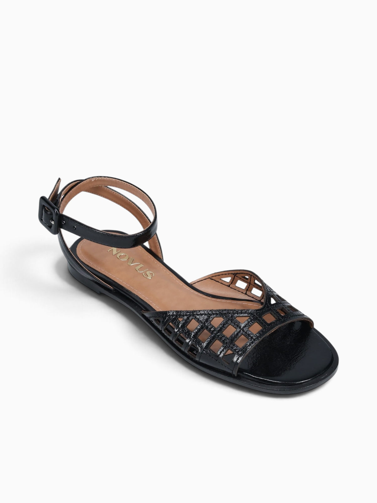Fatima Black Crinkle Patent Leather Black / 5 / M