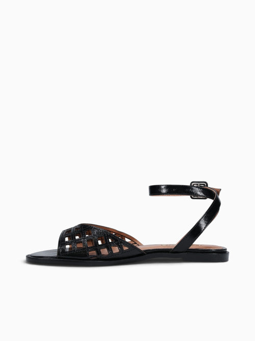 Fatima Black Crinkle Patent Leather Black / 5 / M