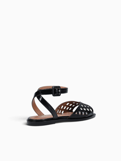 Fatima Black Crinkle Patent Leather Black / 5 / M