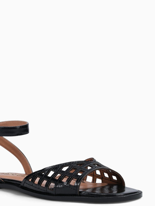 Fatima Black Crinkle Patent Leather Black / 5 / M