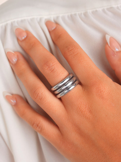 Silver All Weather Ring (set Of 3) Silver / 7