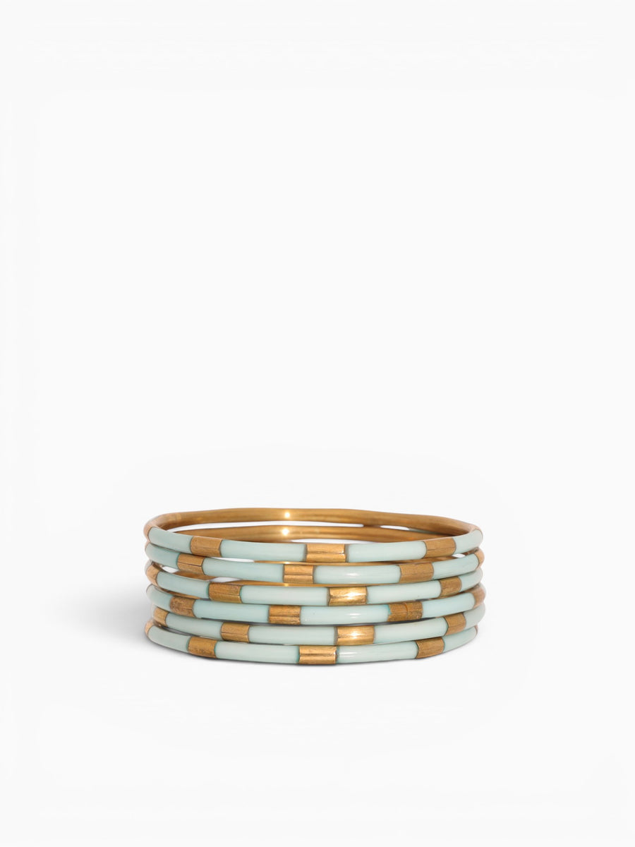 Mint Veda Bangles (set Of 6) Aqua