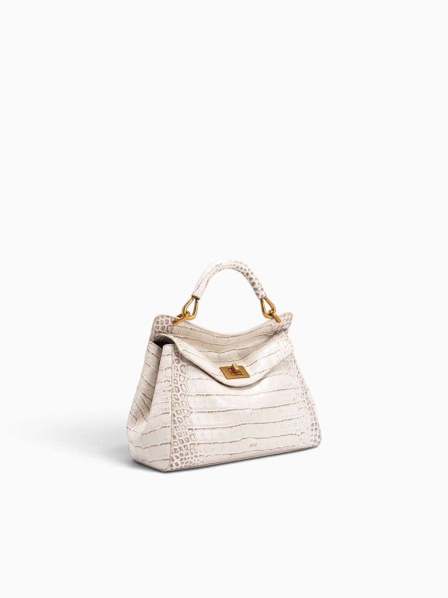 Lucia Top Handle Off White Croc Off White