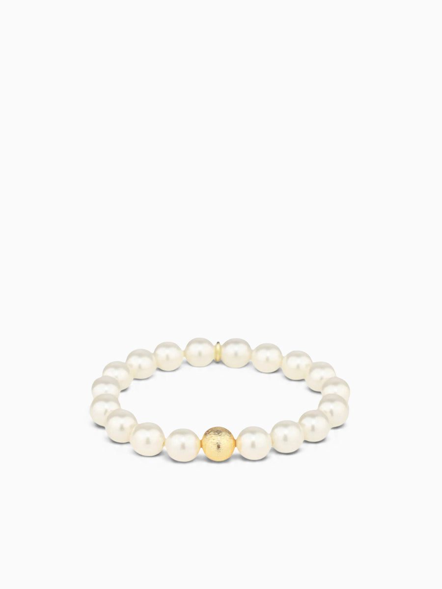 White Pearl Mala Beaded Bracelet White Pearl