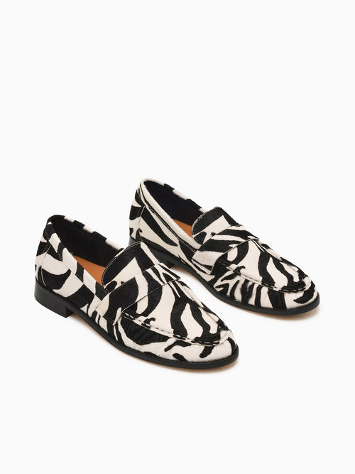 Ronieh Zebra Leather Black White / 5 / M