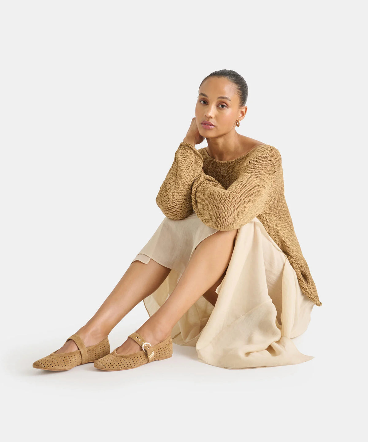 Mikela Lt Brown Perforated Suede