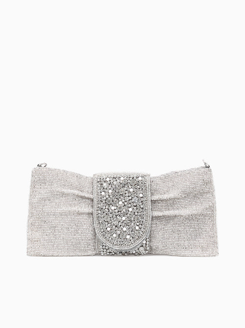 Bow Bag Flap Clutch Silver Silver