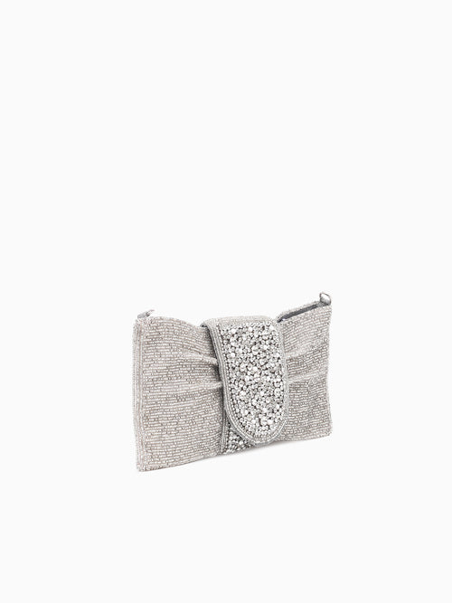 Bow Bag Flap Clutch Silver Silver