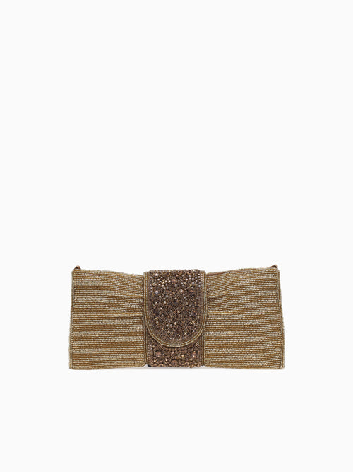 Bow Bag Flap Clutch Gold Gold