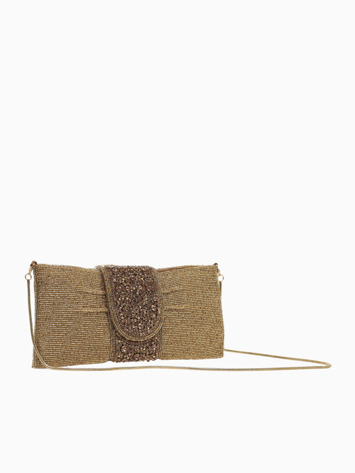 Bow Bag Flap Clutch Gold Gold